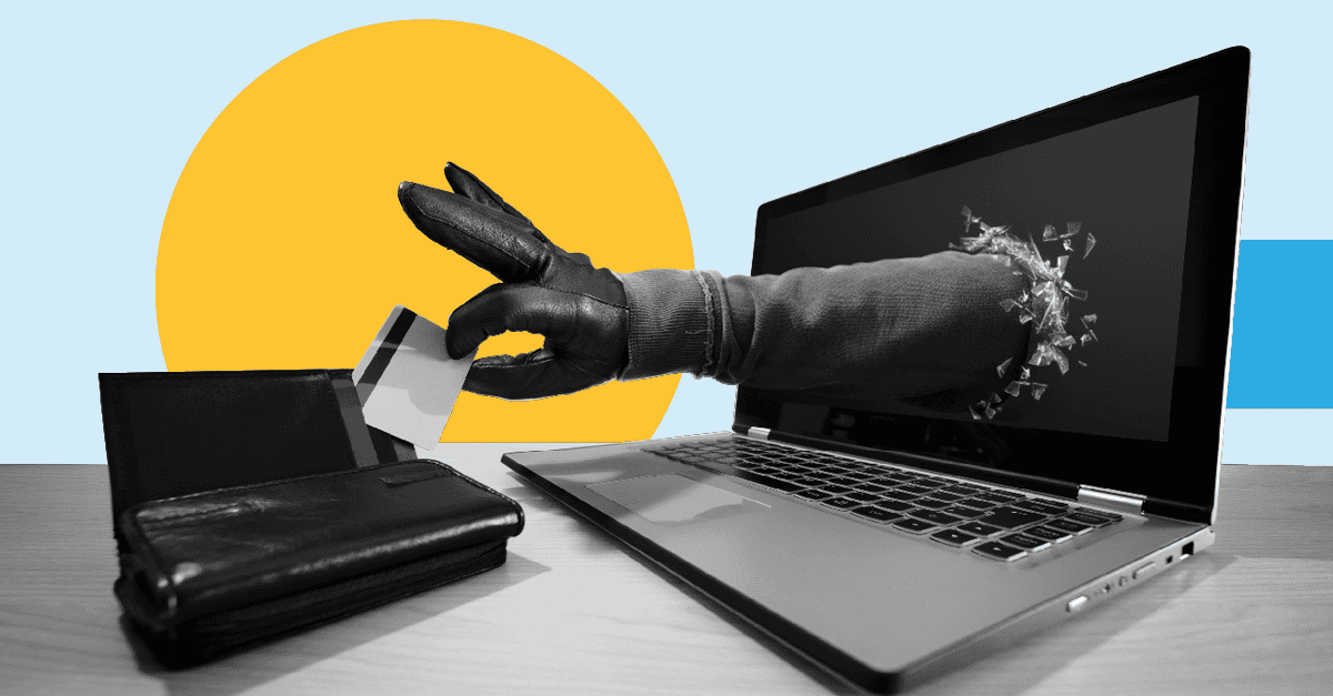 A black and white photographic image of a gloved hand reaching out of a laptop screen and into a wallet, stealing money, to illustrate the title of the blog, what is data exfiltration and how can it harm your business?