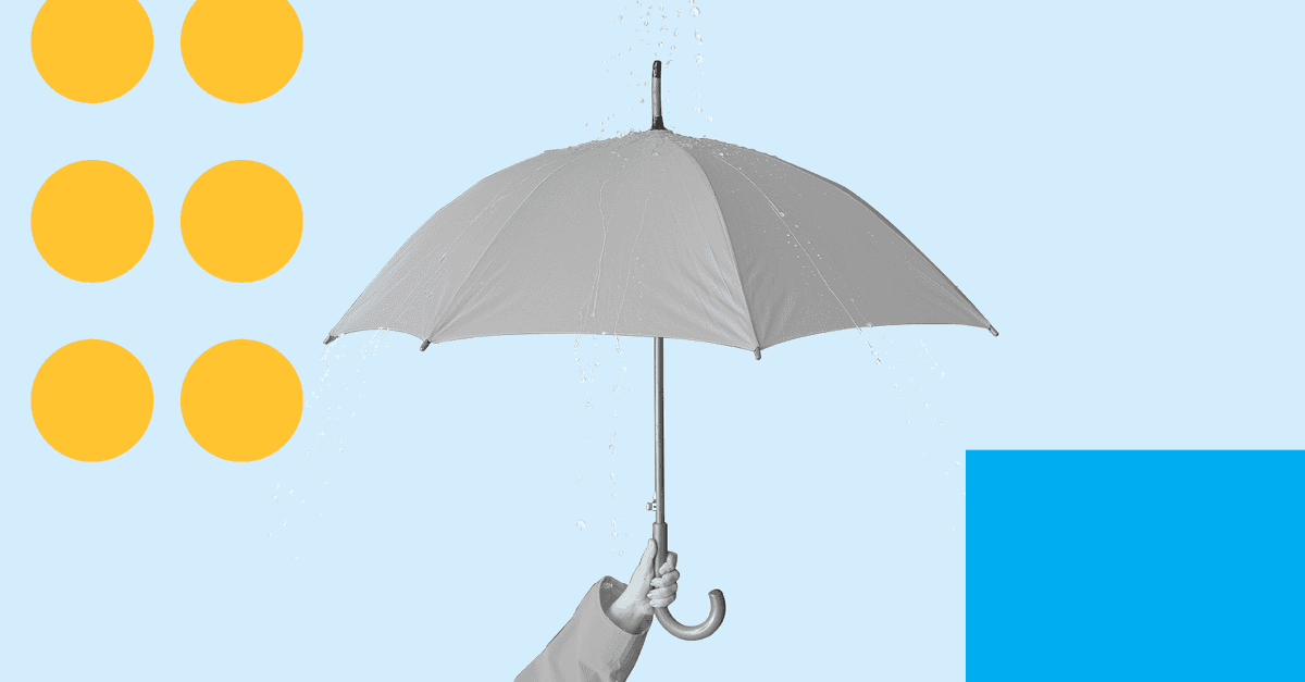 A hand holding up an umbrella as rain is pouring onto it to illustrate the question how ransomware resilient is your data backup strategy?
